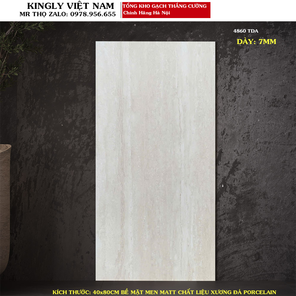 Gạch ốp tường vân đá Travertine 40x80 4860